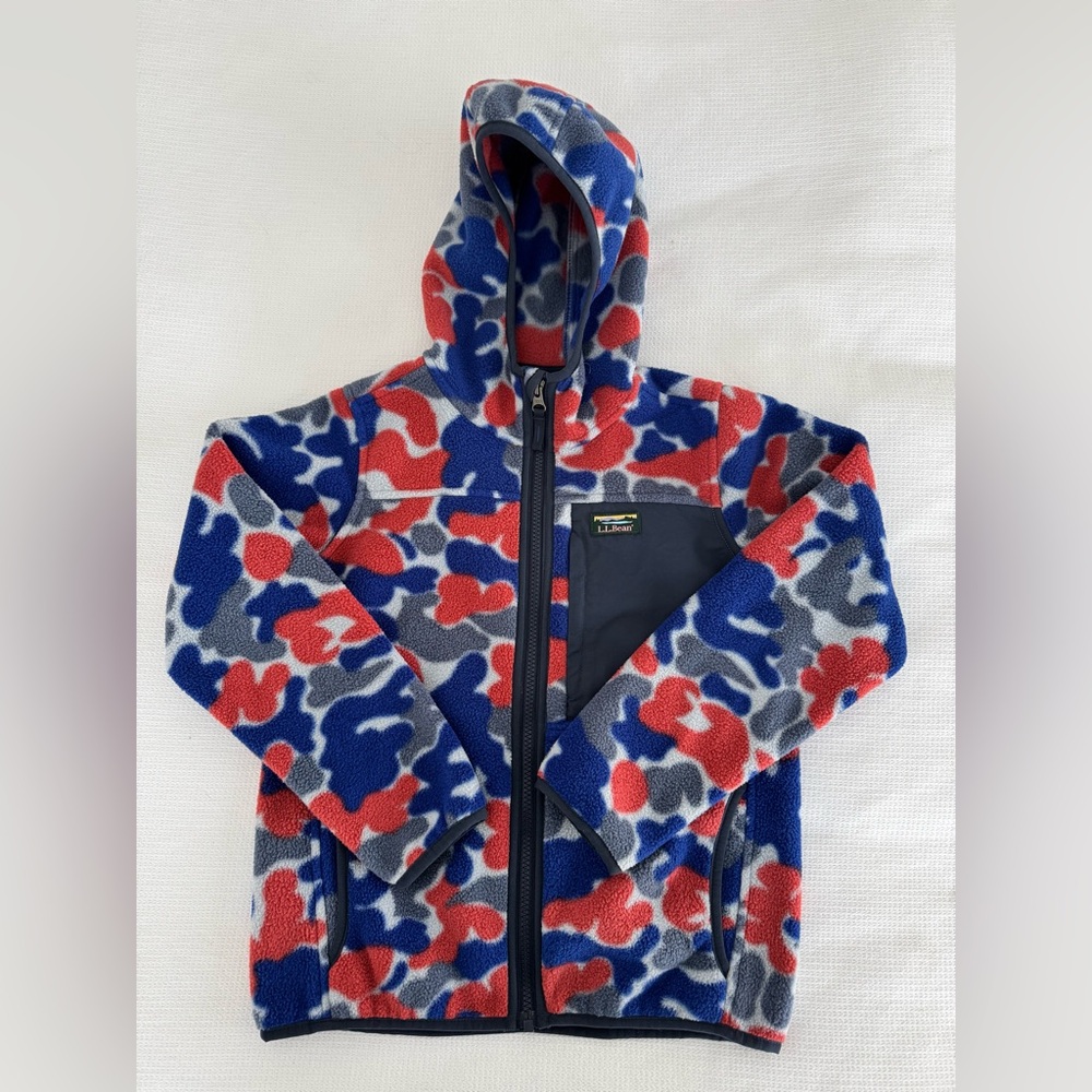 LL Bean Youth Camo Hooded Fleece